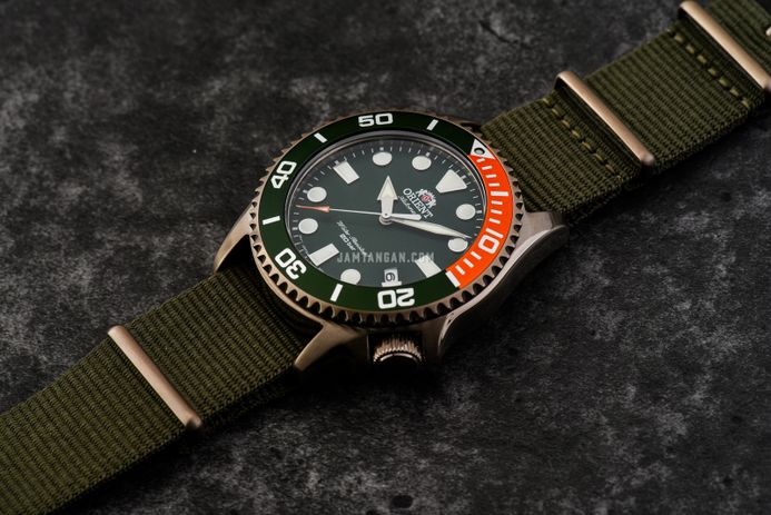 Orient Sports RA-AC0K04E Automatic Green Dial Green Army Nylon Strap