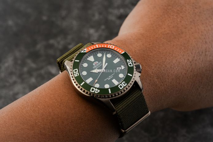 Orient Sports RA-AC0K04E Automatic Green Dial Green Army Nylon Strap