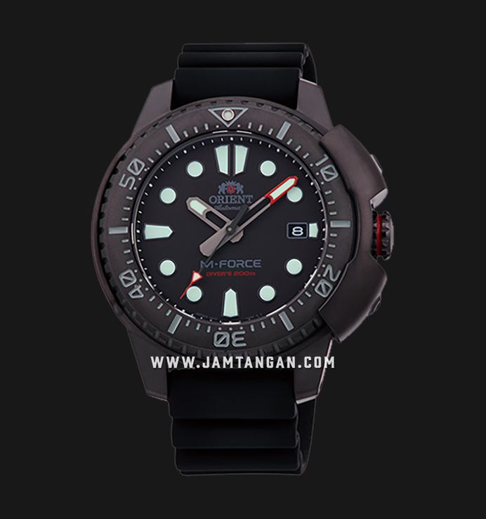 Orient M-Force RA-AC0L03B Automatic Men Black Dial Black Rubber Strap
