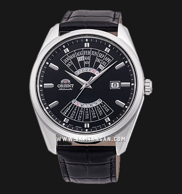 Orient Contemporary RA-BA0006B Multi Year Calendar Automatic Men Black Dial Black Leather Strap