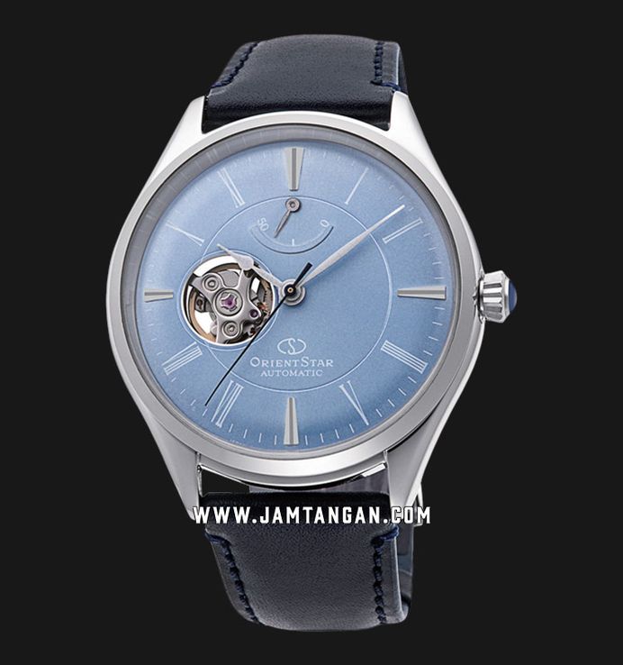 Orient Star RE-AT0203L Open Heart Light Blue Dial Blue Leather Strap