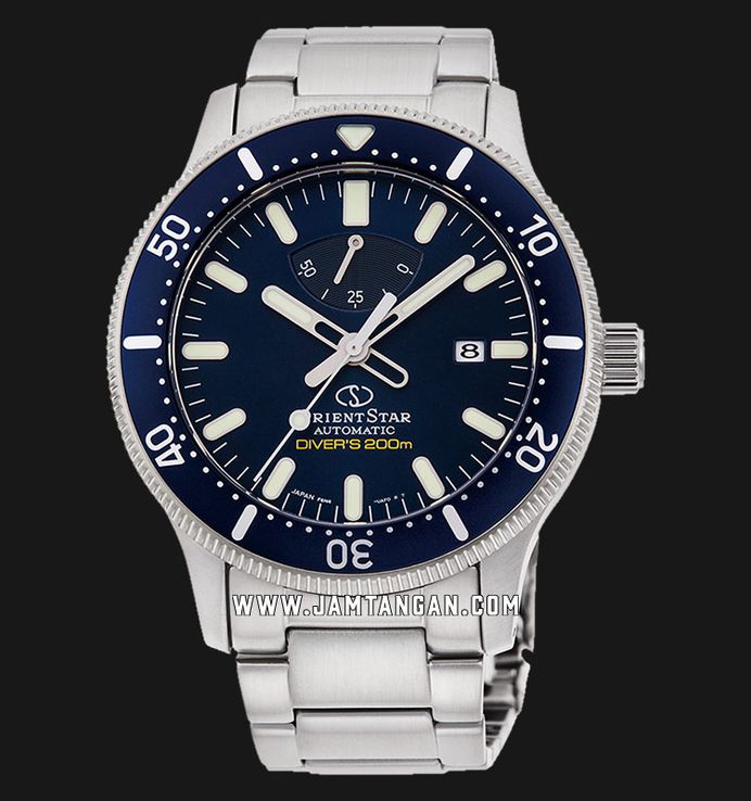 Orient Star RE-AU0302L Automatic Men Diver Blue Navy Dial Stainless Steel Strap