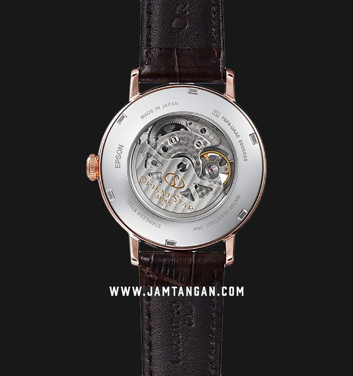 Orient Star Elegant RE-AV0001S Men Open Heart Champagne Dial Brown Leather Strap