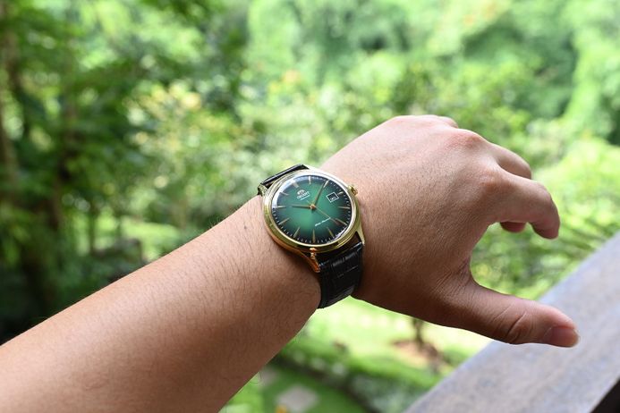 Orient Bambino V4 TAC08002F Classic Mechanical Green Dial Brown Leather Strap