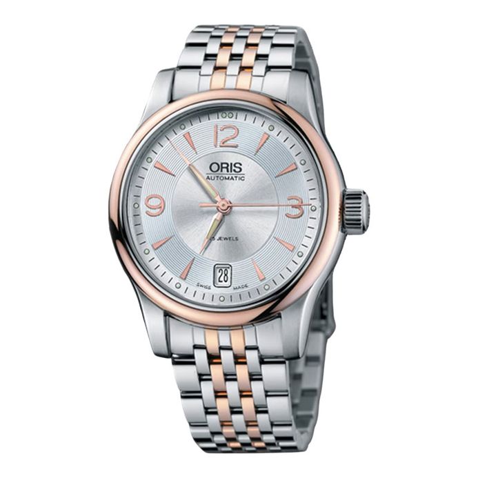 Oris Classic Date 01-733-7578-4361-07-8-18-63 Silver Dial Dual Tone  Stainless Steel Strap