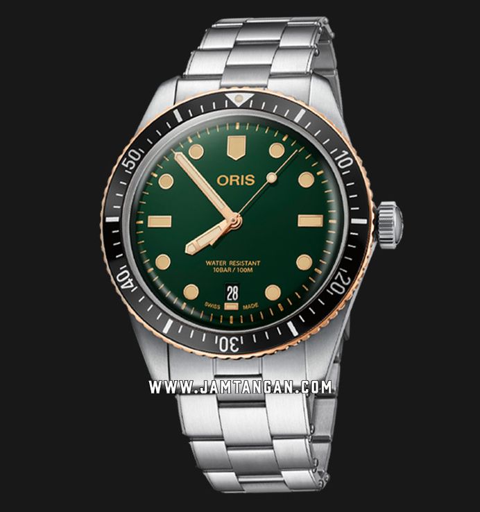 Oris Divers Sixty-Five 01-733-7707-4357-07-8-20-18 Automatic Men Green Dial Stainless Steel Strap