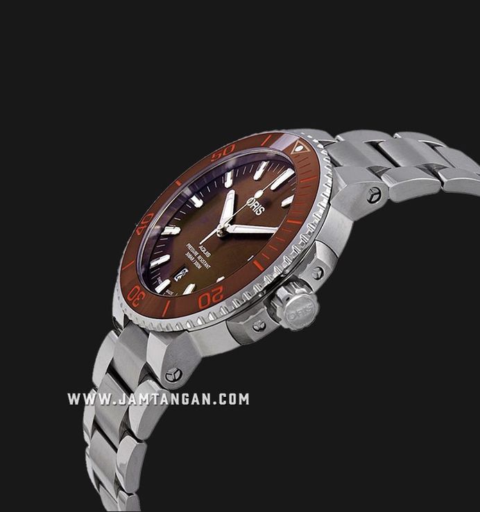 Oris Aquis 01-733-7730-4152-07-8-24-05PEB Date Brown Dial Stainless Steel Strap