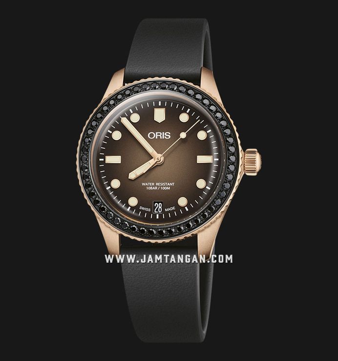 Oris Divers 01-733-7747-3986-SET Herzog Loibner Edition Brown Dial Black Leather Strap