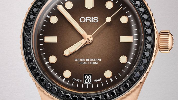Oris Divers 01-733-7747-3986-SET Herzog Loibner Edition Brown Dial Black Leather Strap