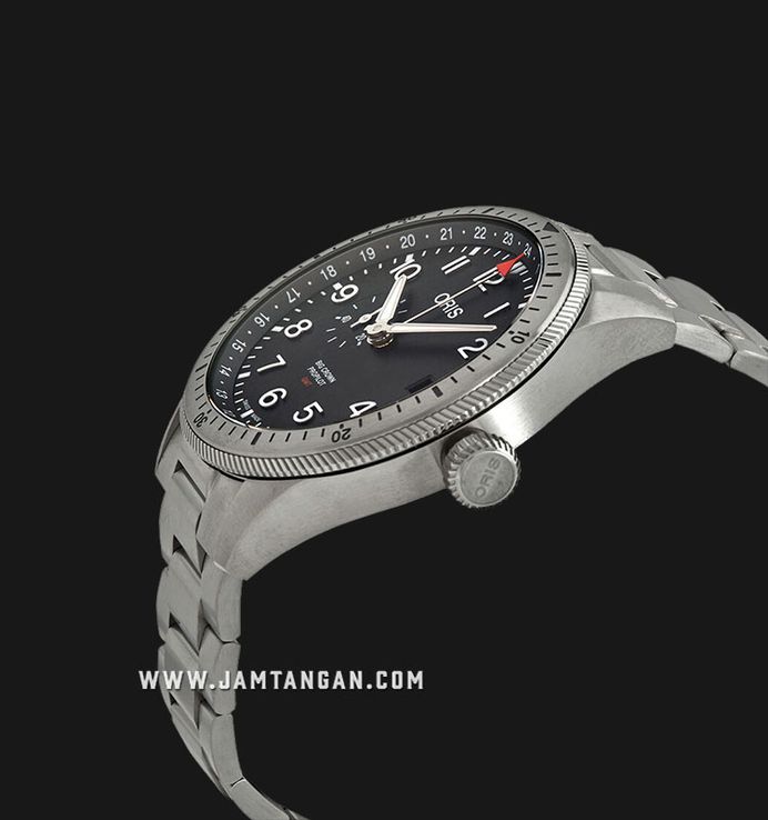 Oris Pro Pilot 01-748-7756-4064-07-8-22-08 Big Crown Timer GMT Black Dial Stainless Steel Strap