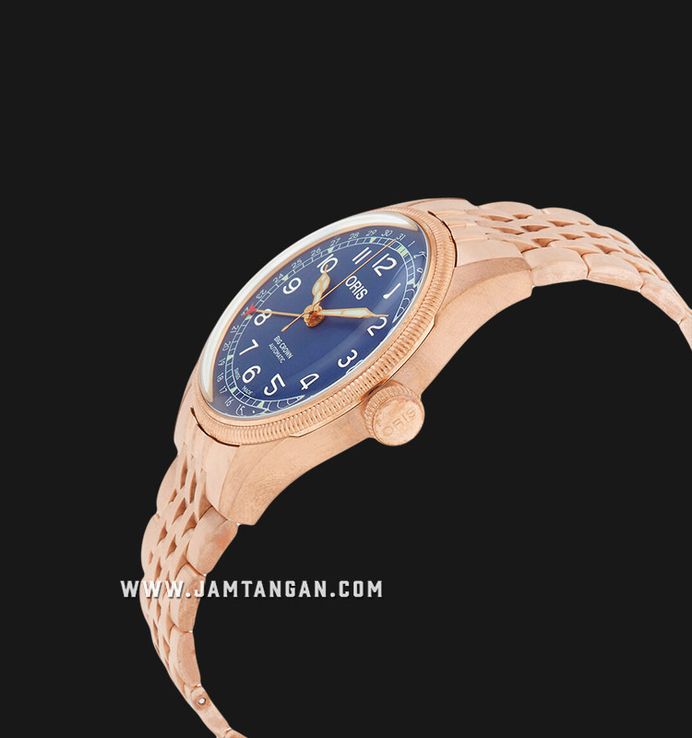 Oris Big Crown 01-754-7741-3165-07-8-20-01 Pointer Date Bronze Blue Dial Rose Gold St. Steel Strap