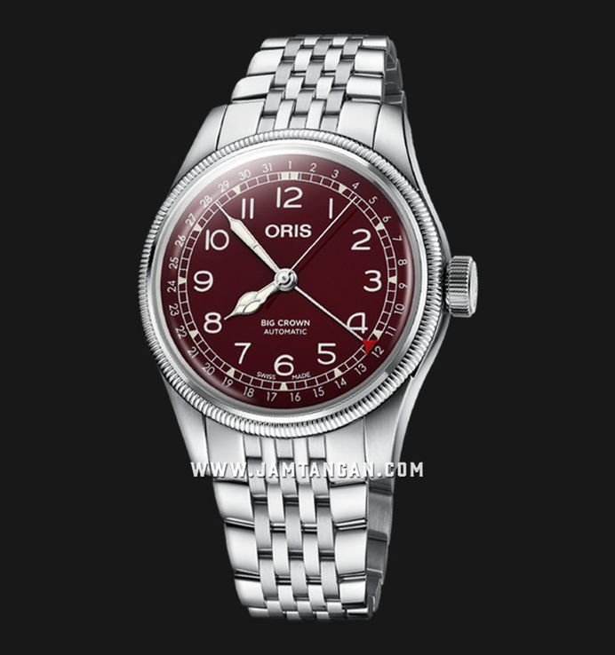 Oris Big Crown 01-754-7741-4068-07-8-20-22 Pointer Date Men Red Dial Stainless Steel Strap