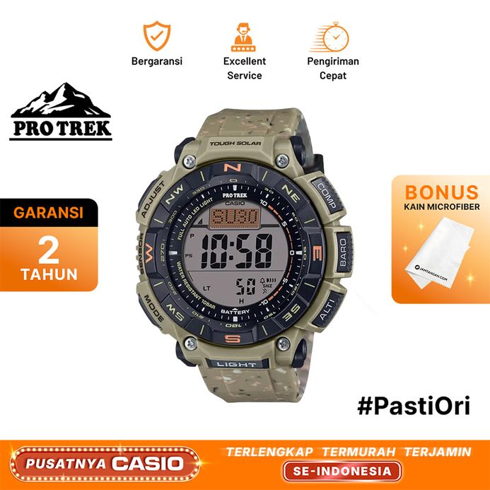 Casio Pro Trek PRG-340SC-5DR Climber Line Tough Solar Digital Dial Brown  Silicone Band