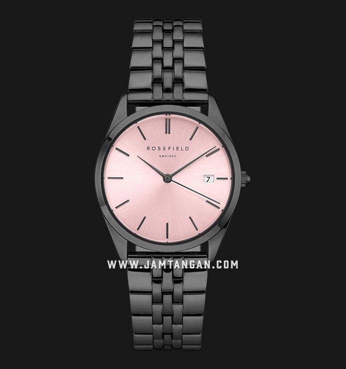Rosefield The Ace ACPKB-A09 Ladies Pink Sunray Dial Black Stainless Steel Strap