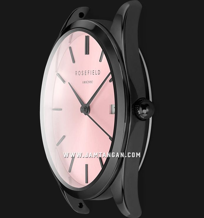 Rosefield The Ace ACPKB-A09 Ladies Pink Sunray Dial Black Stainless Steel Strap