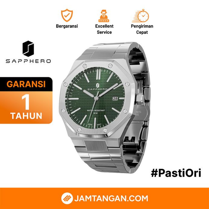 Sapphero SO-2110-SLVGRE Men Octagonal Classic Business Luxury