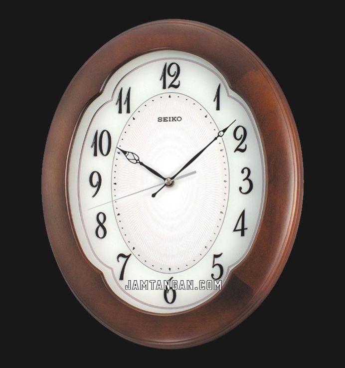 Jam Dinding Seiko QXA389B 31.2 cm White Dial Ovale Wooden Case