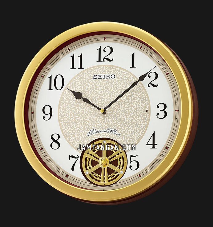 Jam Dinding Seiko QXM388G 36cm Melodies In Motion Dual Tone Dial Round Case
