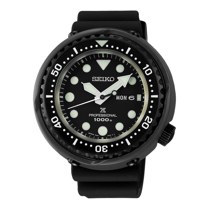 Seiko Prospex S23631J1 Darth Tuna Professional 1000M Black Dial Black  Rubber Strap - Main Image