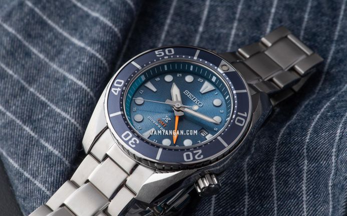 Seiko Prospex SFK001J1 Sumo Aqua Solar GMT Divers Sea Blue Dial Stainless Steel Strap