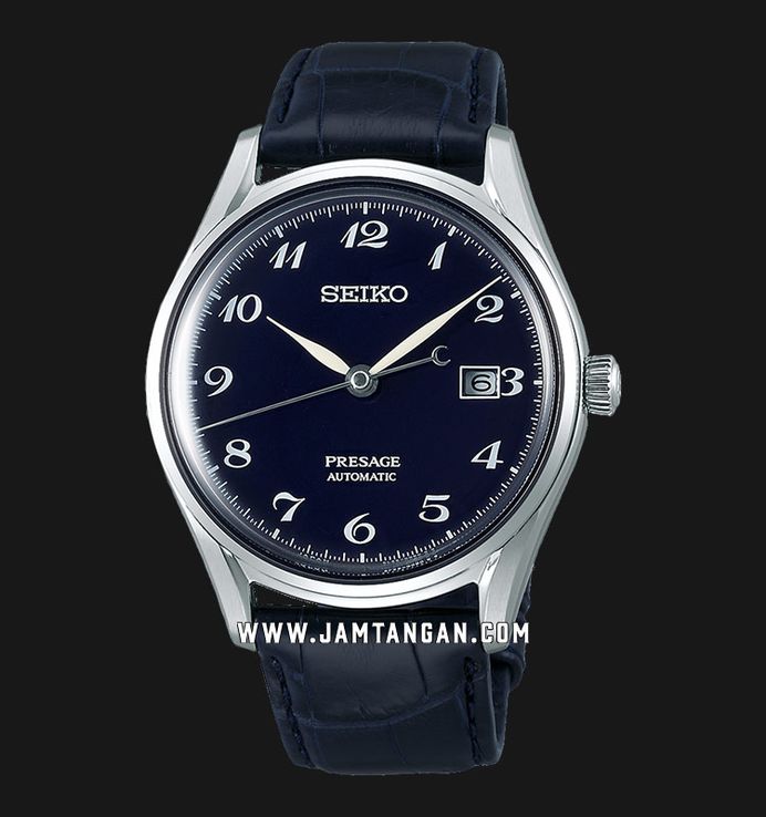 Seiko Presage SJE077J1 Craftsmanship Dark Blue Enamel Dial Dark Blue Leather Strap