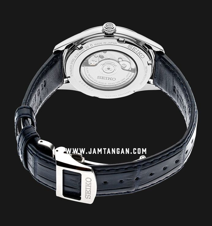 Seiko Presage SJE077J1 Craftsmanship Dark Blue Enamel Dial Dark Blue Leather Strap