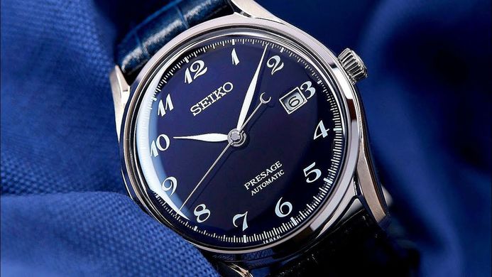 Seiko Presage SJE077J1 Craftsmanship Dark Blue Enamel Dial Dark Blue Leather Strap