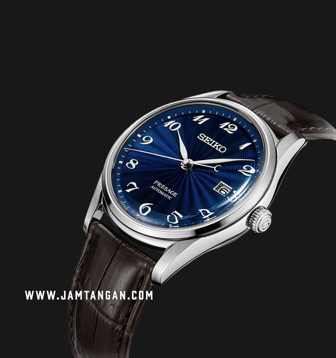 Seiko Presage SJE079J1 Craftsmanship Series Shippo Enamel Blue Dial Brown Leather Strap