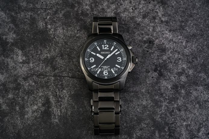Seiko Kinetic SKA465 SKA465P1 Black Dial Black Stainless Steel