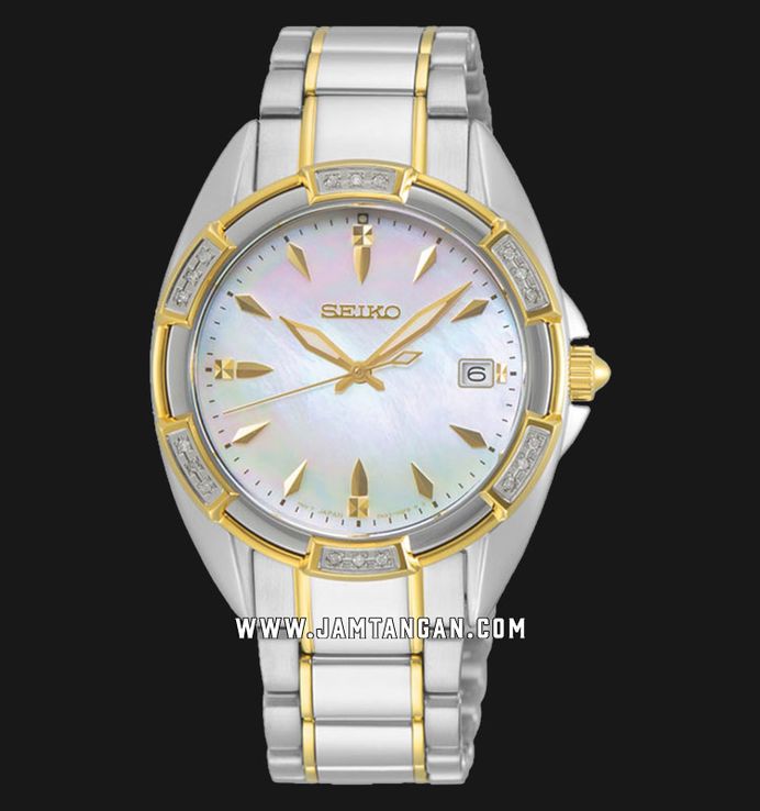 Seiko Classic SKK880P1 Diamond Mother Of Pearl Dial Dual Tone Stainless Steel Strap
