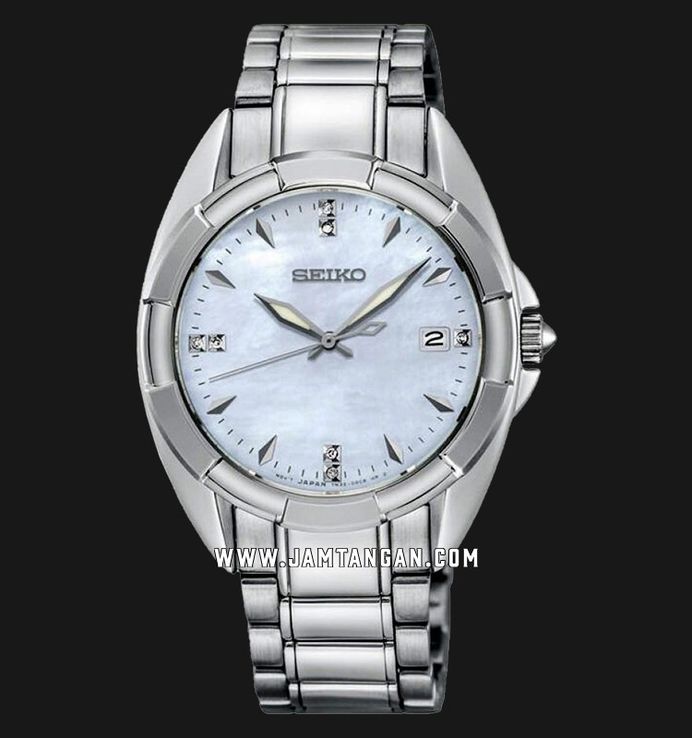 Seiko Classic SKK885P1 Diamond Mother Of Pearl Dial Stainless Steel Strap