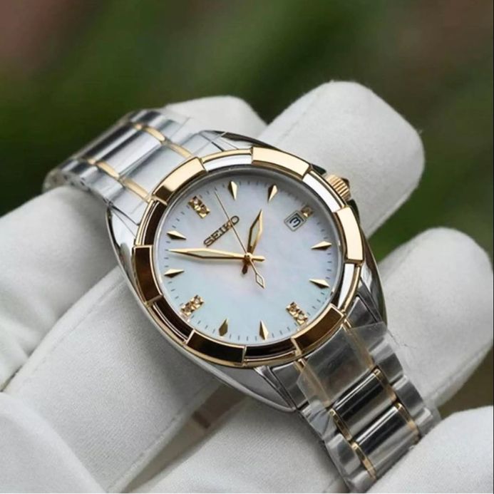 Seiko Classic SKK886P1 Diamond Mother Of Pearl Dial Dual Tone Stainless Steel Strap