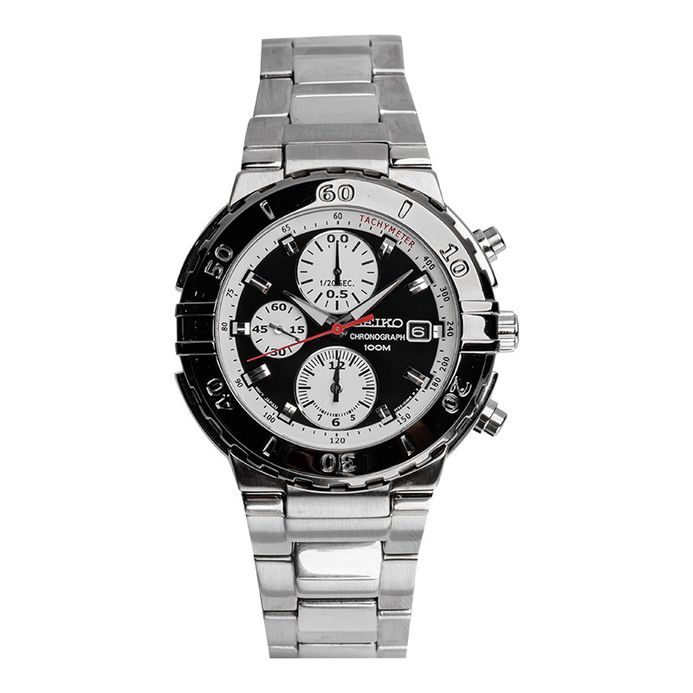 Seiko Chronograph SND685 SND685P1 Black Dial Stainless Steel Strap