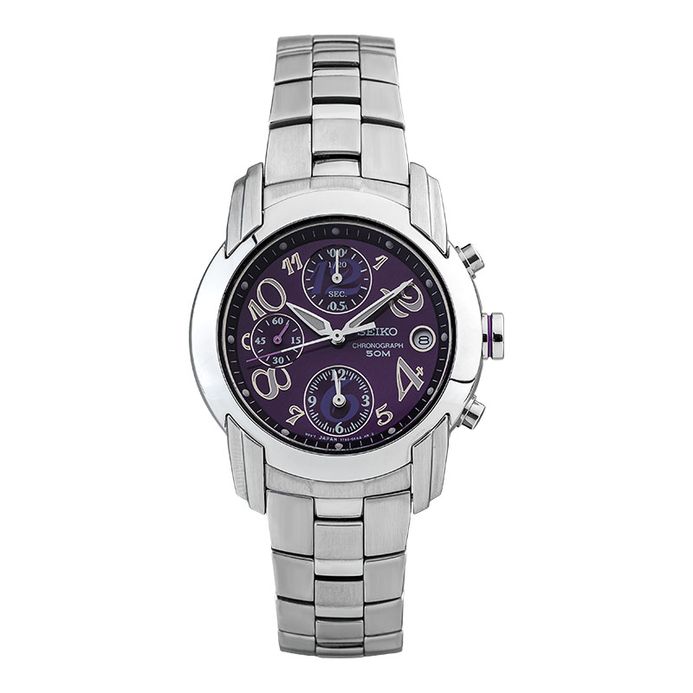 Seiko Chronograph SND865 SND865P1 Purple Dial Stainless Steel