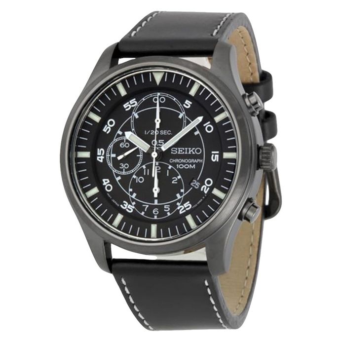 Seiko Chronograph SNDA21 SNDA21P1 Military Black Dial Black