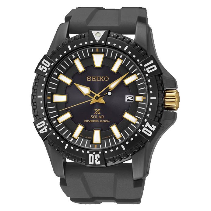 Seiko SNE373 SNE373P1 Prospex Solar Divers 200M Black Rubber Strap