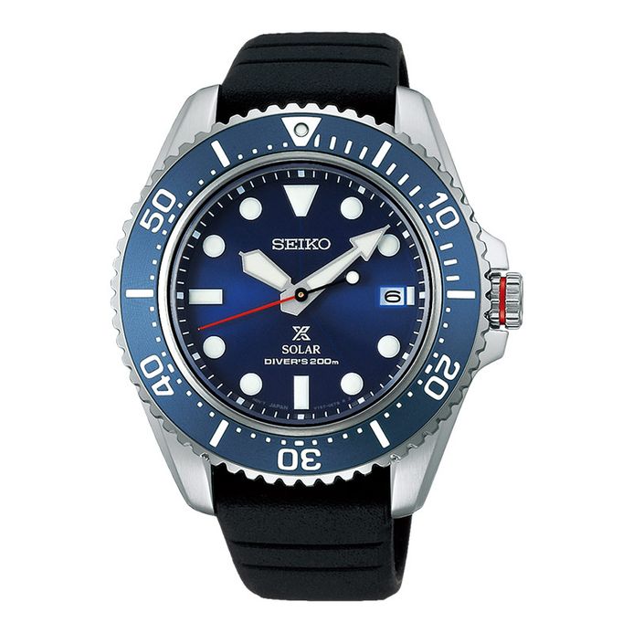Seiko Prospex SNE593P1 Solar Divers 200M Blue Dial Black Silicone Strap