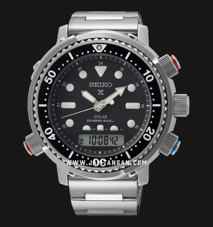 Seiko Prospex SNJ033P1 Arnie Solar Divers 200M Digital Analog Dial Stainless Steel Strap