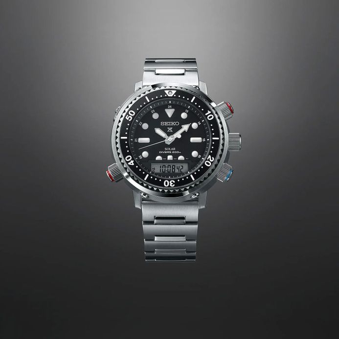 Seiko Prospex SNJ033P1 Arnie Solar Divers 200M Digital Analog Dial Stainless Steel Strap