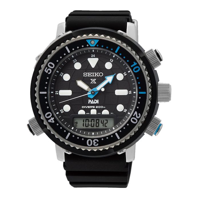 Seiko Prospex SNJ035P1 PADI Arnie Solar Divers 200M Digital Analog Dial  Black Silicone Strap