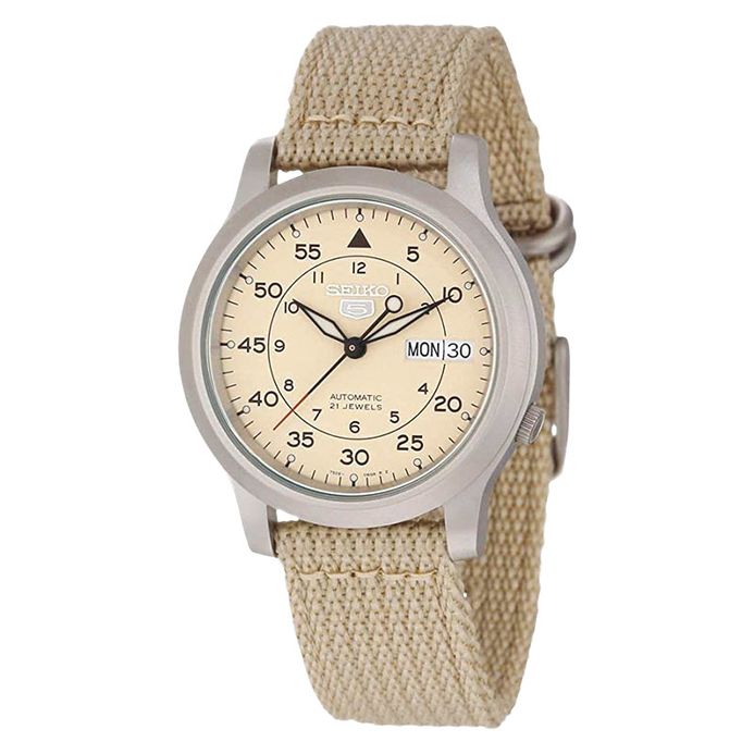 Seiko SNK803 SNK803K2 Automatic 21 Jewels Beige Military Nylon
