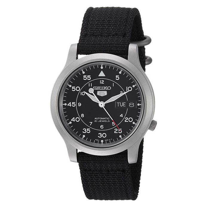 Seiko SNK809 SNK809K2 Automatic 21 Jewels Black Military Nylon