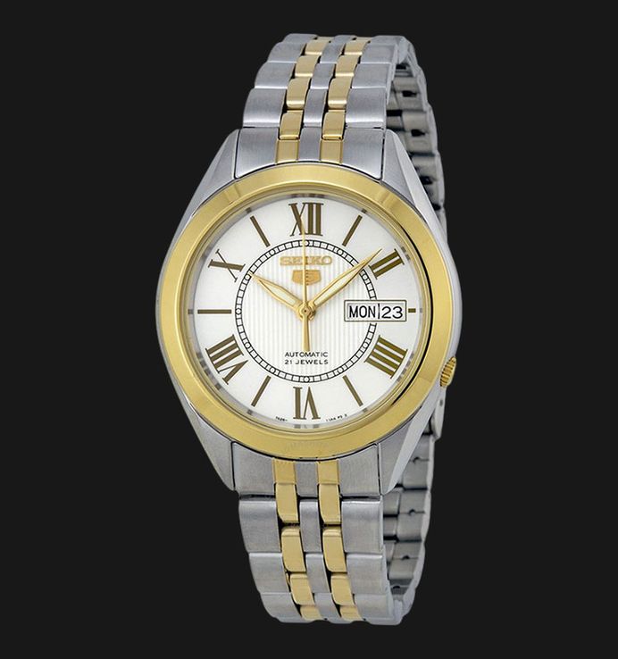 Seiko 5 Sports SNKL36K1 Automatic White Dial Dual Tone Stainless Steel Strap