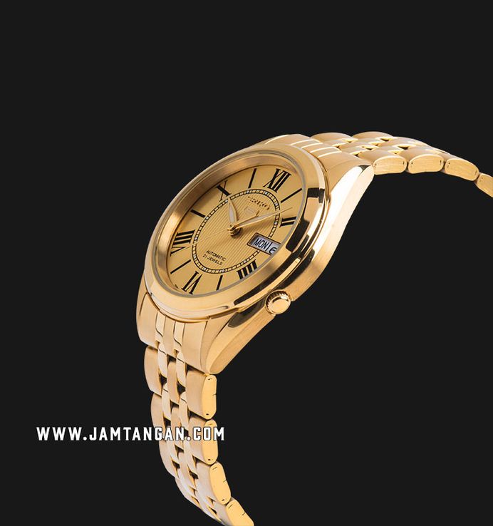 Seiko 5 Sports SNKL38K1 Gold Dial Gold Stainless Steel Strap