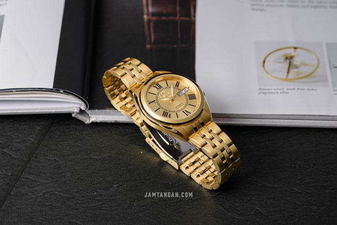 Seiko 5 Sports SNKL38K1 Gold Dial Gold Stainless Steel Strap