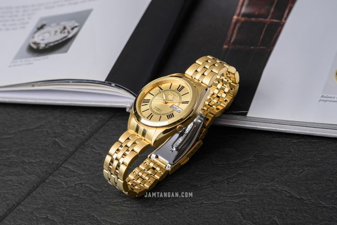 Seiko 5 Sports SNKL38K1 Gold Dial Gold Stainless Steel Strap