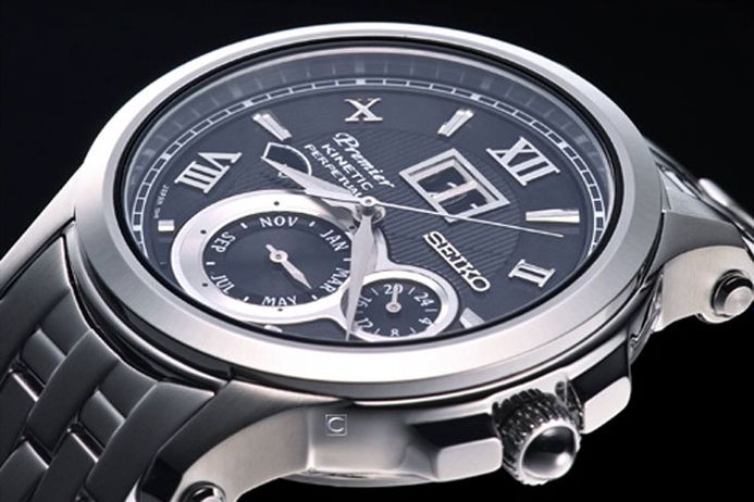 Seiko Premier SNP053 SNP053P1 Kinetic Perpetual Calendar Stainless