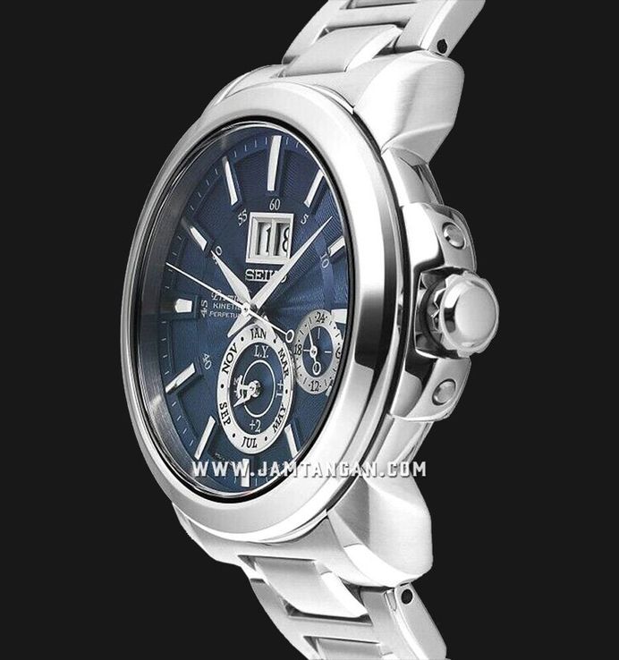 Seiko Premier SNP161P1 Kinetic Perpetual Blue Dial Stainless Steel Strap