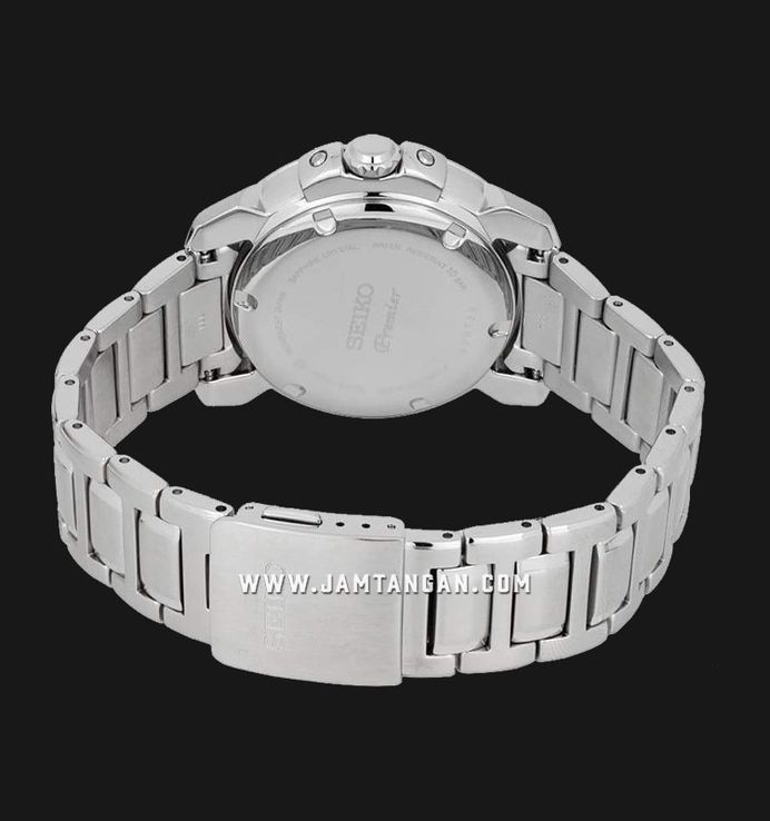 Seiko Premier SNP165P1 Big Date Perpetual Black Dial Stainless Steel Strap