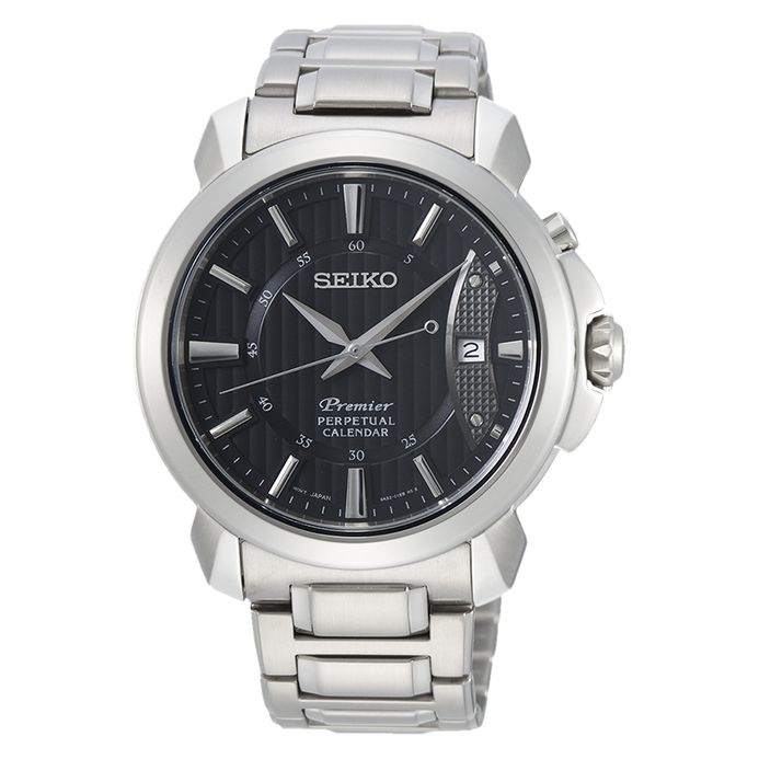 Seiko Premier SNQ159 SNQ159P1 Perpetual Calendar Black Dial